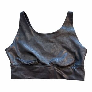 Offline by aerie - Size L - Shiny black - Leather like sports bra